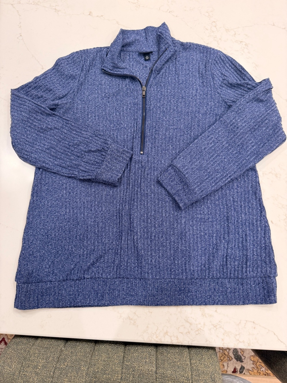 Torrid Blue Ribbed Knit Tunic Sweater Size 2 Plus Quarter Zip Long Sleeve